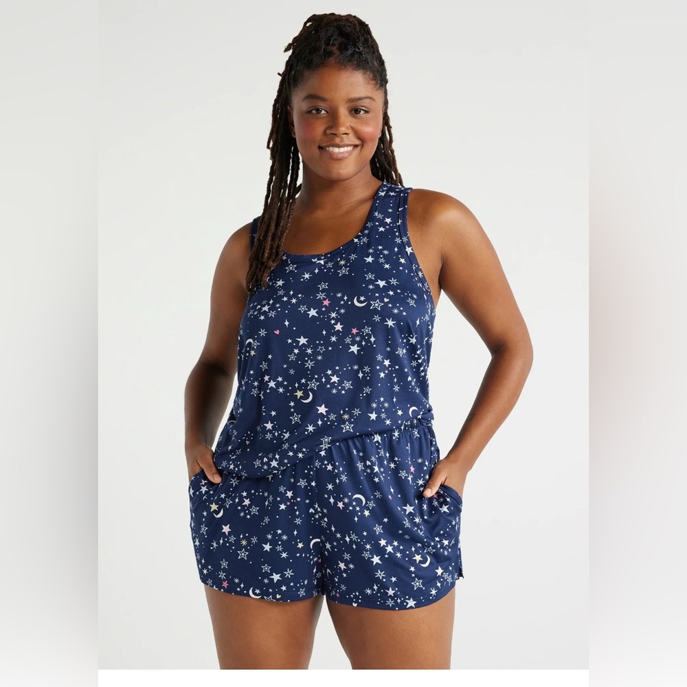 COPY - Joyspun Women's Print Tank Top and Shorts Pajama Set, 2-Piece - Picture 1 of 5